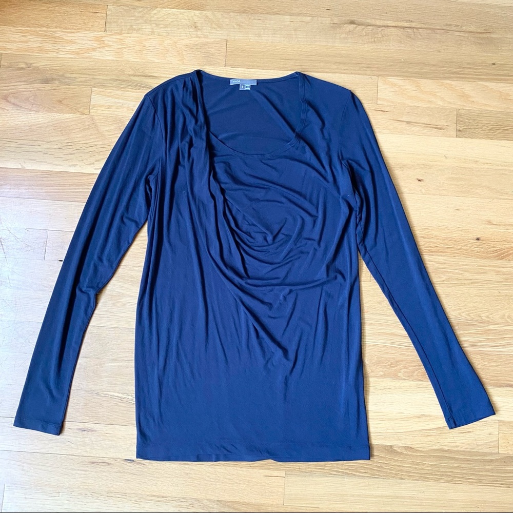 Vince Navy Blue Long Sleeve Top Size S